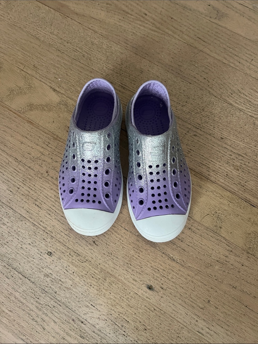 Skechers Lilac and Silver Glitter Slip-On Sneakers